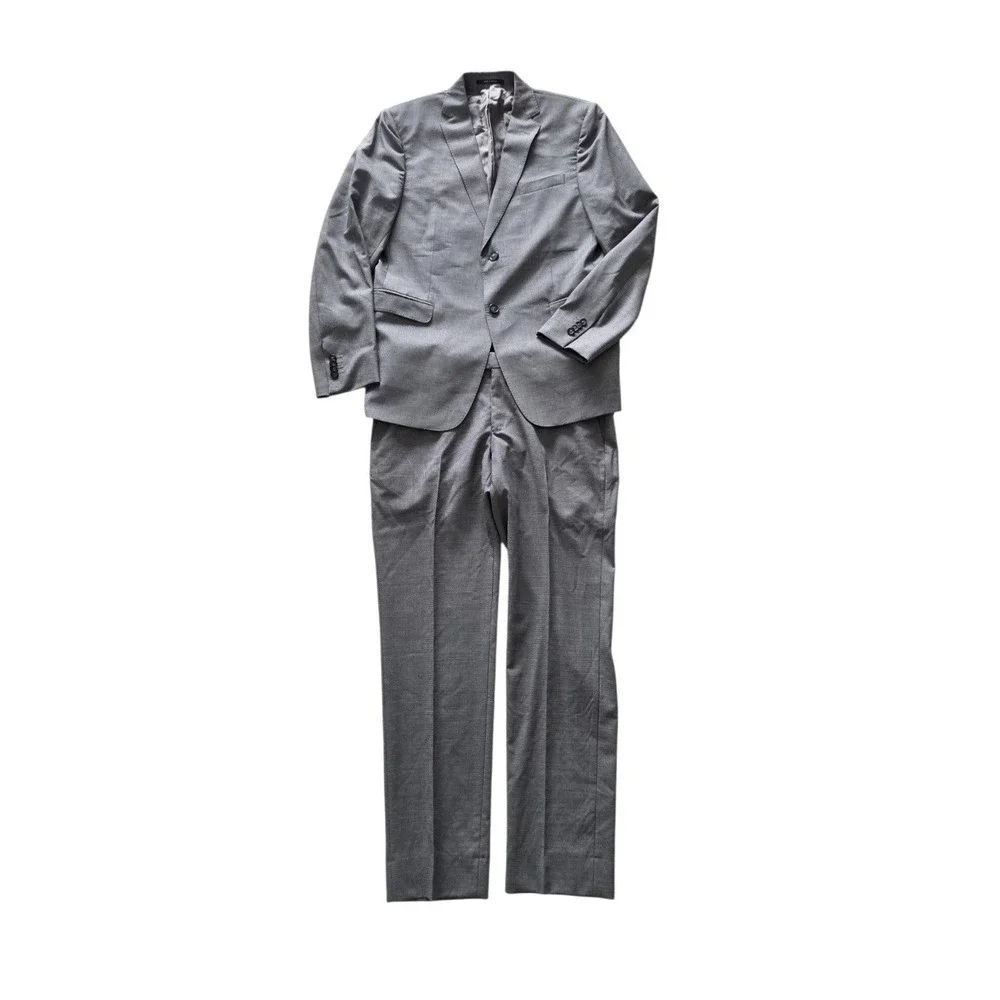 Z Zegna Mens 40R Gray 100% Wool Slim Fit Drop 7 Two Piece Suit Luxury Formal